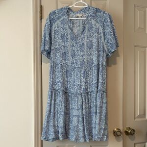 Wonderly Light Blue Floral Tiered Mini Dress